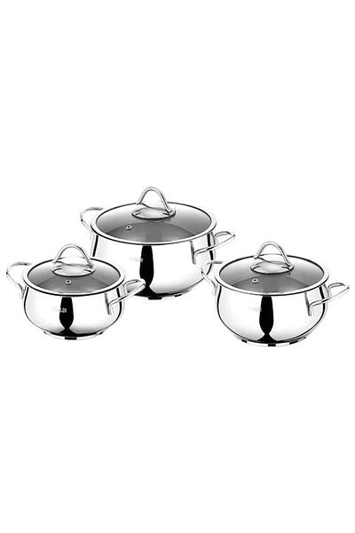 Vivaldi Ufo Steel 6-Piece Casserole Pot Set with Glass Lid