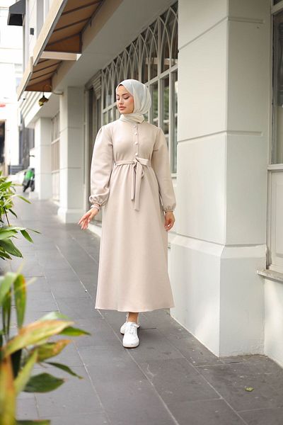 shalby Scuba Diver Πανί με κουμπιά Lycra Stretchy Dress Stone