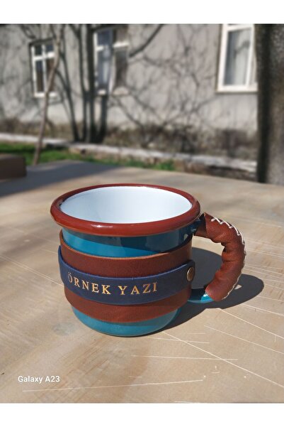 Zevopa Home Accessories Deri kaplı emaye kupa