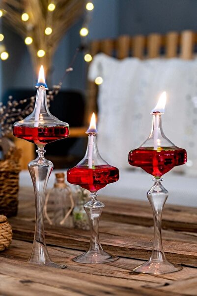 Shabbo Glass Ufo Şamdan Cam Kandil Kırmızı