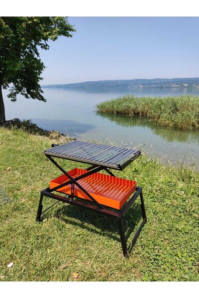 ALKAN KALIP Sac Izgaralı Yükseklik Ayarlı Katlanabilir Mangal