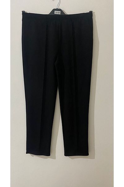 GÖKÇEGYM Plus Size Combed Cotton Mother's Trousers - Elastic Waist, Large Oversize