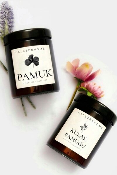 LALEZEN HOME Set de 2 borcane din bumbac și bumbac chihlimbar, bol din bumbac din plastic Mica (500 ml*2)