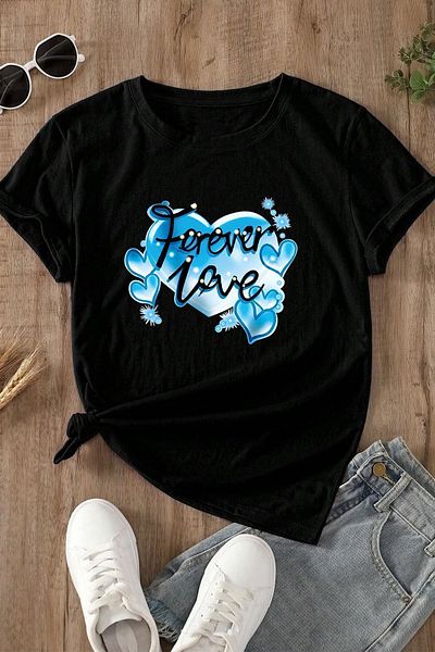uyguntarz Μπλουζάκι Unisex Forever Love με στάμπα Oversize