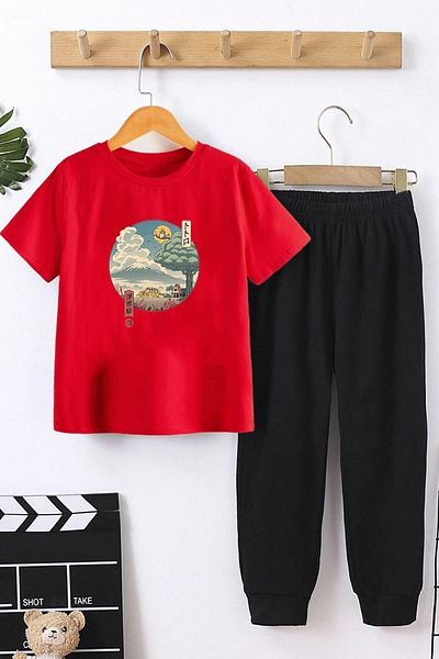 uyguntarz Kids Neighbor's Ukiyo E Bottom - Top Tracksuit Set