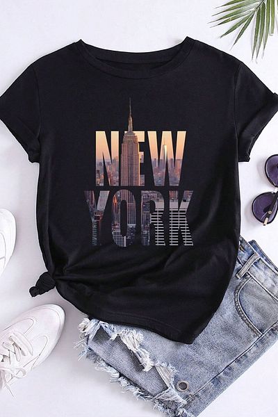 uyguntarz Unisex tričko New York Oversize s potiskem