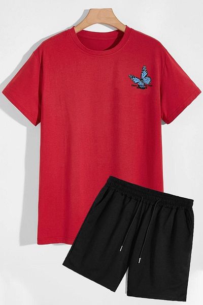 trendypassion Shorts-T-Shirt-Trainingsanzug-Set mit Rückendruck