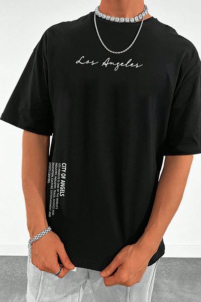 uyguntarz Ανδρικό μπλουζάκι Los Angles με στάμπα Oversize