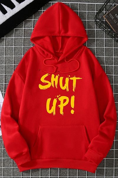 uyguntarz Унисекс суичър с щампа Shut Up