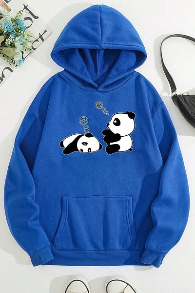 uyguntarz Unisex φούτερ με στάμπα Panda Oversize