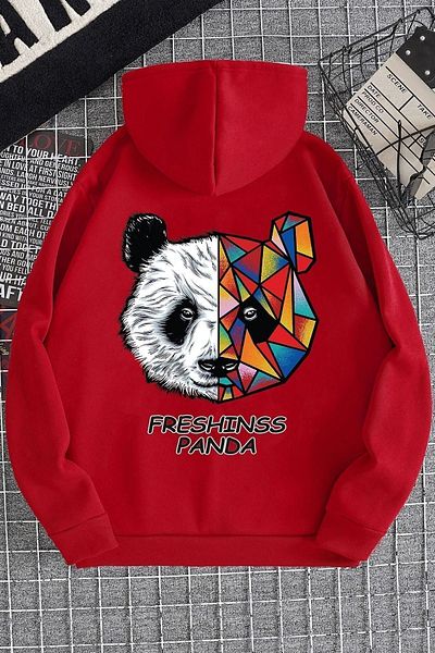 uyguntarz Унисекс суитшърт с щампа на гръб Panda