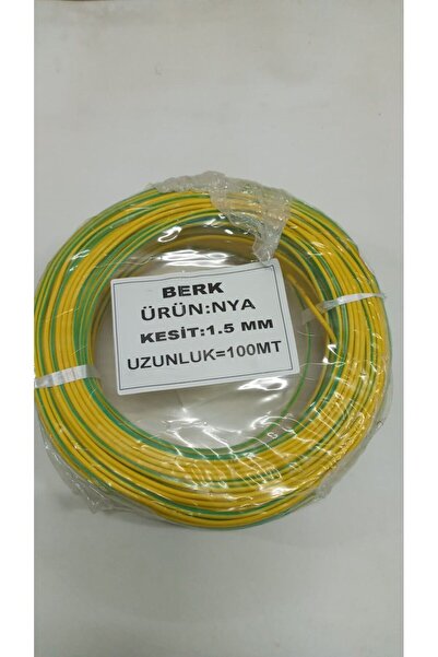 BERKS 1.5 mm SARIYEŞİL Nya Kablo 100 metre  Tam Kesit Tesisat Kablosu