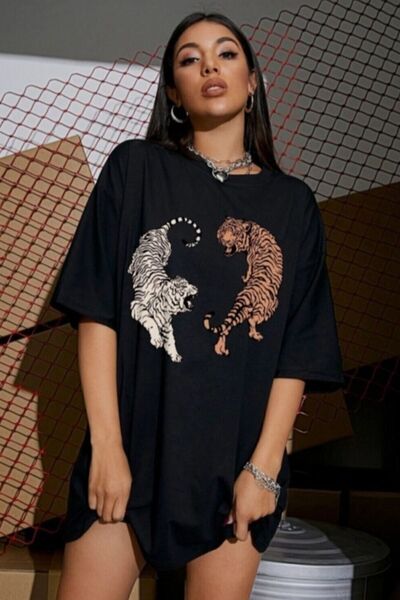 trendypassion Tricou cu design imprimat cu tigru