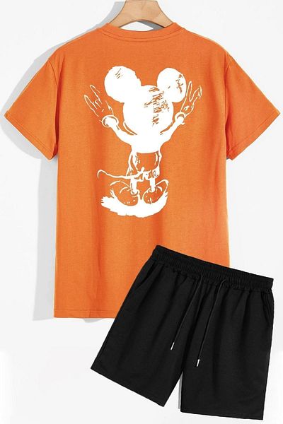 trendypassion Shorts-T-Shirt-Trainingsanzug-Set mit Rückendruck