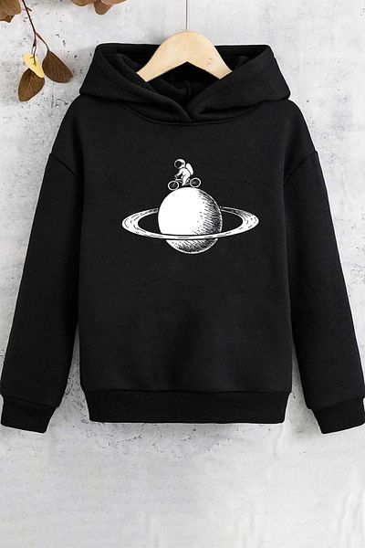 uyguntarz Bedrucktes Kinder-Sweatshirt „Astronaut Rides“.