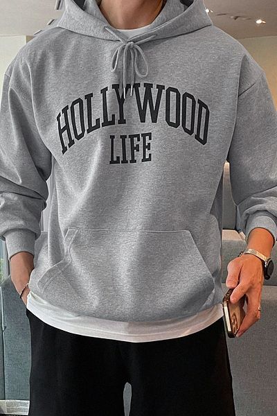 uyguntarz Pánská oversize mikina Hollywood Life Printed