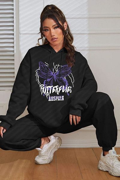 uyguntarz Σετ φόρμας Unisex με στάμπα πεταλούδας
