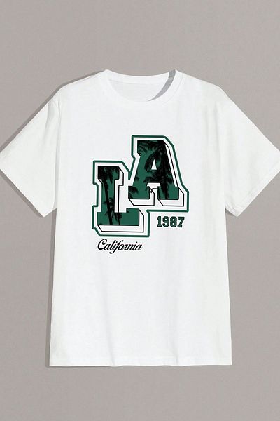 uyguntarz Ανδρικό μπλουζάκι La California 1987 με στάμπα Oversize