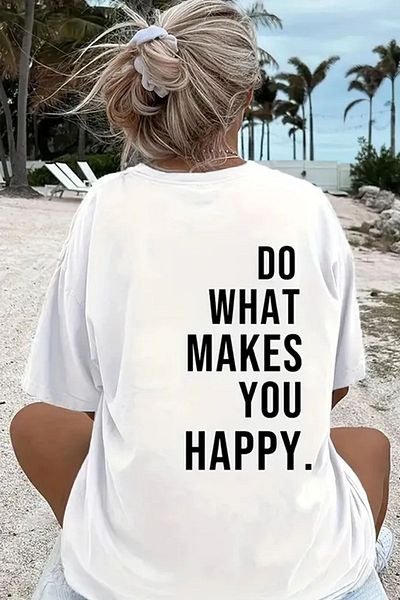 uyguntarz Unisex-Übergröße-T-Shirt „Do What“ mit Aufdruck auf der Rückseite