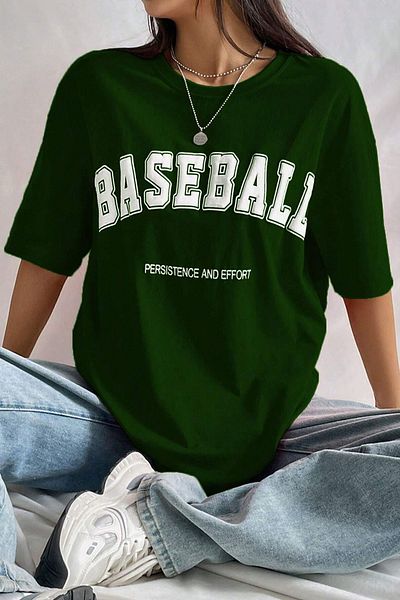 uyguntarz Unisex μπλουζάκι μπέιζμπολ με στάμπα oversize