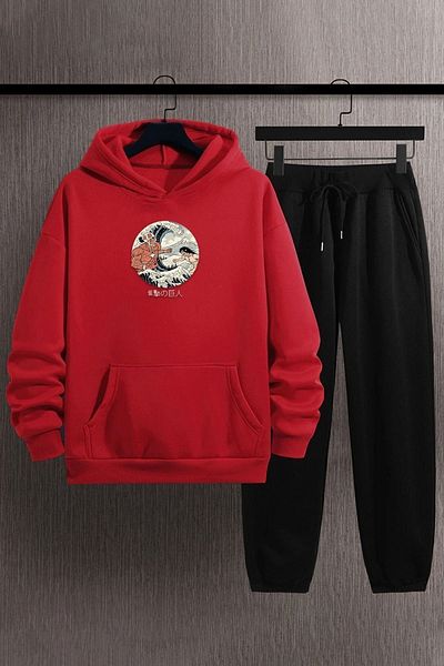 uyguntarz Unisex Kanagawa Oki Nami Ura bedrucktes Trainingsanzug-Set