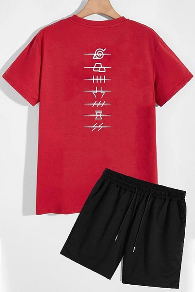 trendypassion Rücken bedrucktes Shorts-T-Shirt-Trainingsanzug-Set