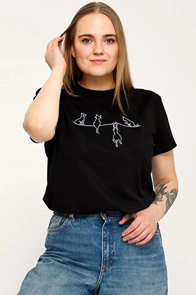 uyguntarz T-shirt oversize unisex z nadrukiem kota