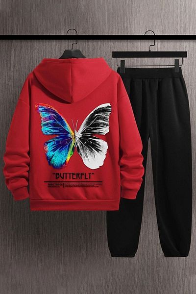 uyguntarz Unisex Butterfly Printed Tracksuit Set