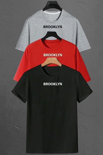 uyguntarz Brooklyn Printed Unisex Πακέτο T-shirt 3 τεμαχίων