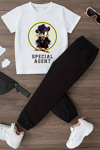 uyguntarz Σετ παιδική φόρμα στάμπας Mafia Duck