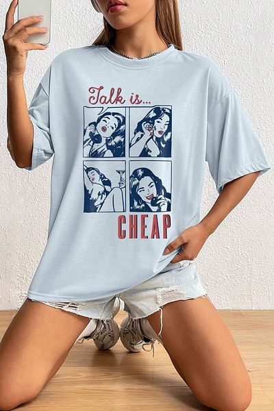 uyguntarz Το Unisex Talk είναι φθηνό μπλουζάκι με στάμπα oversize