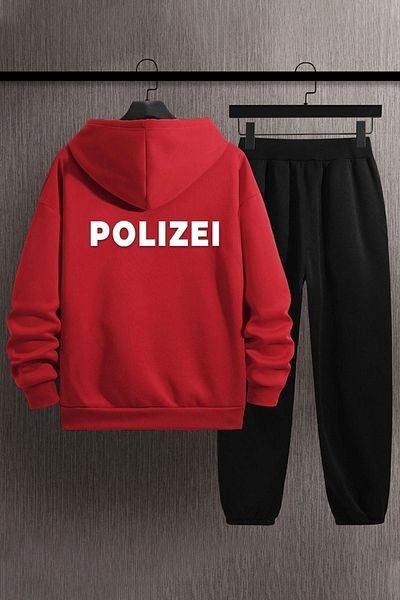 uyguntarz Unisex-Trainingsanzug-Set mit Polizei-Rückendruck