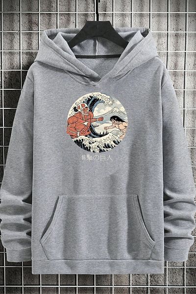 uyguntarz Unisex φούτερ με στάμπα Kanagawa Oki Nami Ura