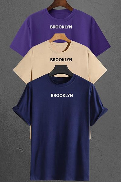 uyguntarz Brooklyn Printed Unisex Πακέτο T-shirt 3 τεμαχίων