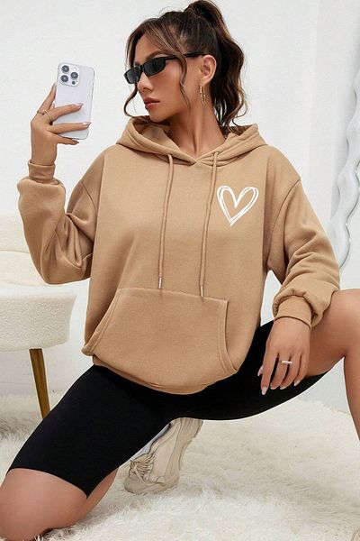 uyguntarz Unisex-Sweatshirt mit Herz-Aufdruck in Übergröße