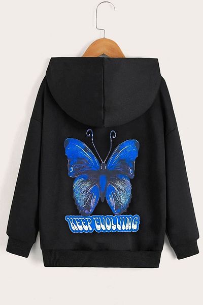 uyguntarz Unisex φούτερ με στάμπα με πεταλούδα