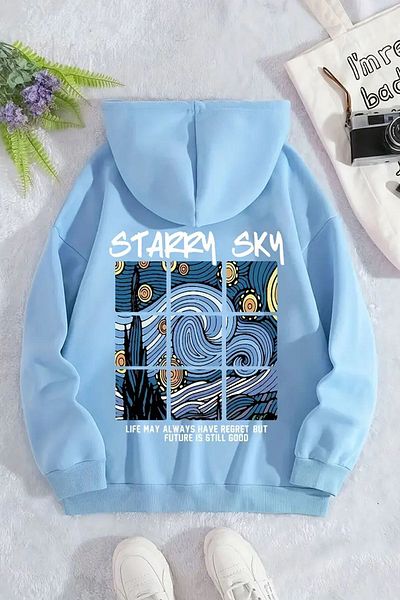 uyguntarz Unisex oversize mikina s potiskem Starry Sky