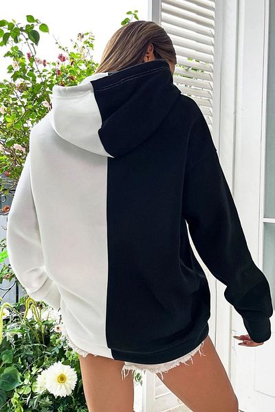 uyguntarz Unisex Brooklyn Black White Hoodie