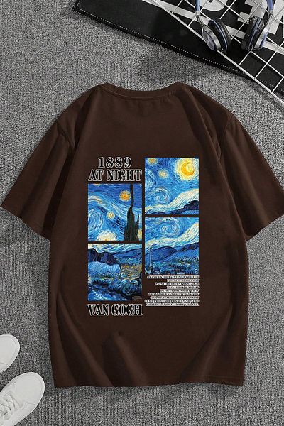 uyguntarz Μπλουζάκι Unisex Van Gogh με στάμπα Oversize