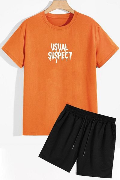 trendypassion Shorts-T-Shirt-Trainingsanzug-Set mit Rückendruck