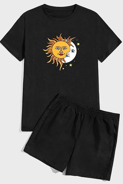 uyguntarz Larks' Tongues in Aspic Print Shorts Set