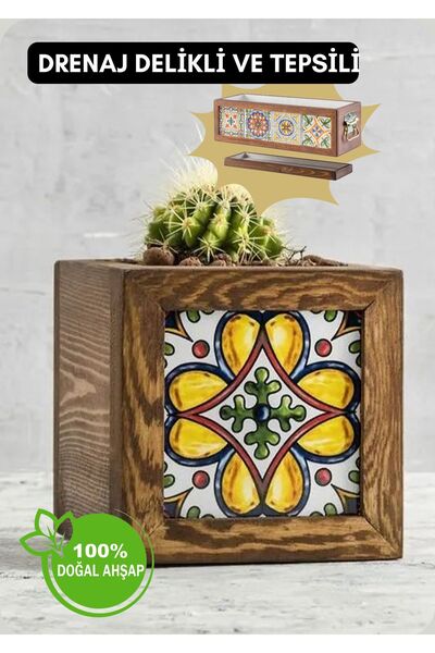 halohope El Yapımı 1 Meksika Çinili Dekoratif Modern Ahşap Dikdörtgen Bahçe B...