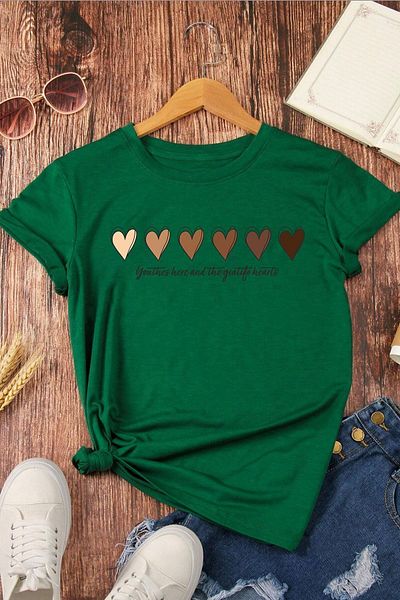 uyguntarz Unisex T-Shirt mit Herzen-Muster