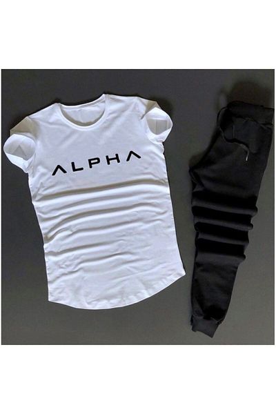 uyguntarz Σετ φόρμας Unisex Alpha Λευκή Απλή Μαύρη Es916