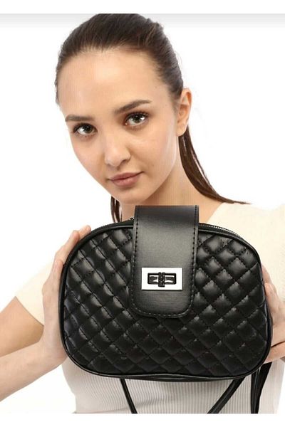 Elegant Geanta neagra pentru femei cu 3 compartimente