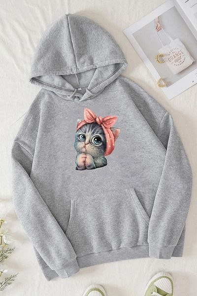 uyguntarz Unisex φούτερ χαριτωμένη γάτα