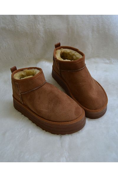 M Miel Zimní ultra mini semišové dámské boty - silná podrážka a bota