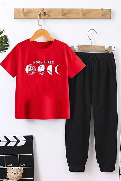 uyguntarz Kids Celestial Sun Moon Bottom - Top Tracksuit Set