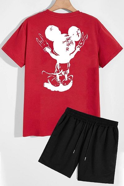 trendypassion Back Printed Shorts T-shirt Tracksuit Set