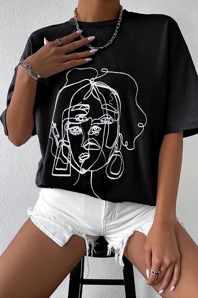 uyguntarz Μπλουζάκι Unisex Woman One Line printed